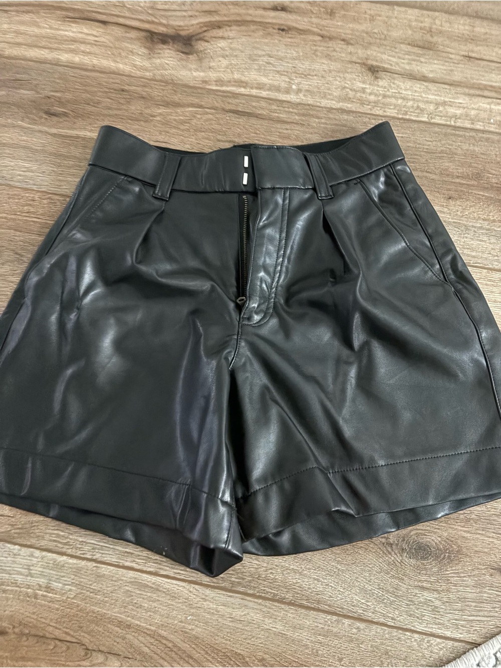 Abercrombie & Fitch Black Faux Leather High-Waist Shorts